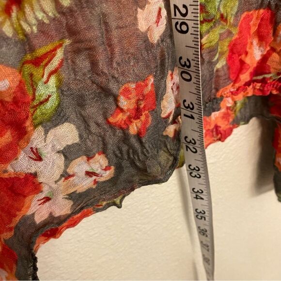 Gray red Hibiscus Tropical floral oversized scarf swimsuit cover-up scarf 35x66 - Picture 3 of 6